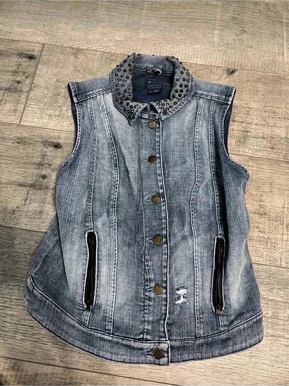 Guess Studded Denim Vest in Blue Size Small